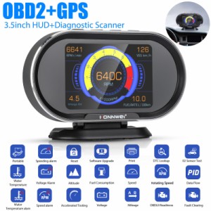 Kw206 2 1 車故障スキャナー Obd2 Gps デジタル スピードメーター Hud ヘッドアップ ディスプレイ アラーム診断ツール