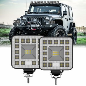 2 個の車の Led ワークライトスクエアミニランプヘッドライト 19led 57 ワット 6500k 1800lm 補助ランプ修正部品