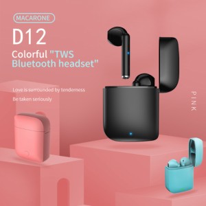 D12プライベートモデルTwsワイヤレスBluetoothヘッドセット5.1ステレオタッチセミインイヤーイヤホン