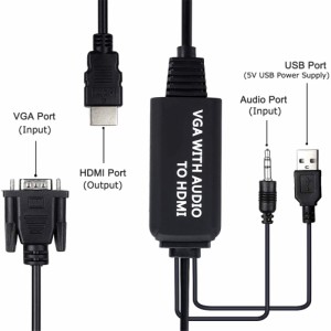 コネクタケーブルVGA-Hdmi互換コンバーター一方向オーディオ付き1.5m