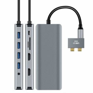 13-in-2 USB C ハブ ドッキングステーション 2タイプC 2Hdmi MacBookPro / Air2018-2020用 Vga ギガビットイーサネットアダプター