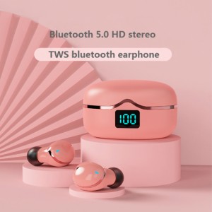 TwsワイヤレスBluetooth互換5.0ヘッドセットミニバイノーラルインイヤーステレオノイズリダクションタッチコントロールイヤホン