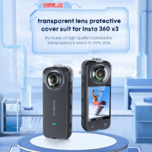 Insta360 X3と互換性のある透明レンズガード保護カバーカメラ防塵スクラッチプルーフドロッププルーフシェル