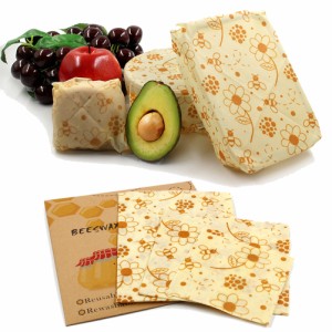 3個の蜜蝋食品ラップ再利用可能な持続可能な衛生的な蜂蜜蝋布
