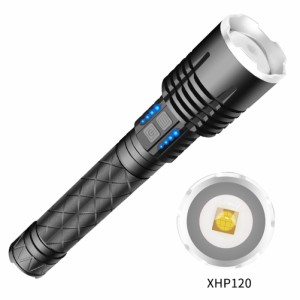 Xhp120懐中電灯バッテリーレベル+ギアディスプレイタイプ-c充電式ズーム入力および出力懐中電灯