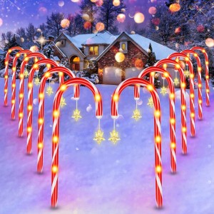 ソーラーキャンディー杖の妖精ライトとスター屋外ステークライト風景ランプ庭のクリスマスの装飾