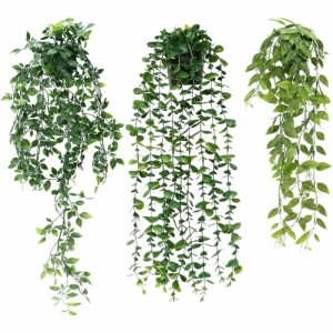 3 個の人工ハンギング植物防水 Uv 耐性偽の鉢植えの植物屋内屋外の装飾