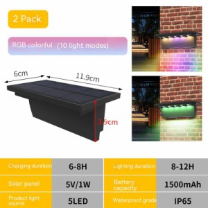 2 個ソーラーライト 3000k/6000k 120 度広角屋外ガーデン階段ステップフェンス壁ランプ