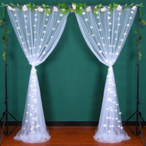 2 個の結婚式のアーチドレープ生地で光の背景のカーテンの写真撮影の小道具ウェディングパーティー家の装飾
