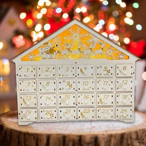 クリスマス木製アドベントカレンダー 24 引き出し付きクリスマスへのカウントダウン詰め替え可能なカウントダウンカレンダー飾り装飾