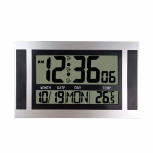 デジタル目覚まし時計バッテリー駆動LCD高精細スクリーン壁/卓上時計、室内温度カレンダー付き