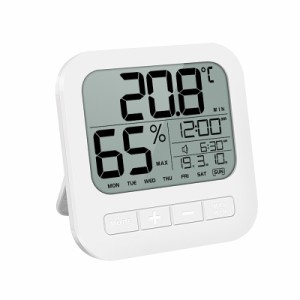 ミニデジタル温度計湿度計目覚まし時計LCDディスプレイバッテリー駆動ホームオフィスレストランバーカフェ用(10 x 10 x 2cm)