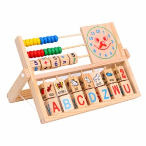 就学前数学学習おもちゃ木フレームそろばんマルチカラービーズ番号アルファベットカウント時計学習おもちゃギフト幼児のための