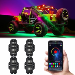 RGB LED ロックライトキット多色外装防水アンダーグローネオンライトキット ATV UTV SUV オフロード自動車