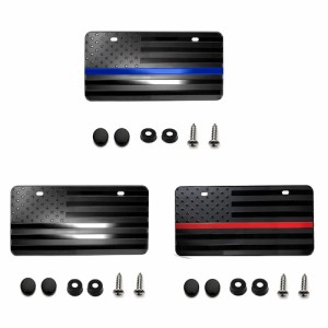米国車のナンバープレートフレームアルミ合金エンボス加工 3D 国旗パターン防水ナンバープレートホルダー交換