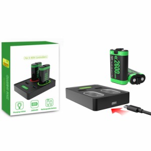充電式バッテリーパック 2x2600mAh 充電式電池コントローラー充電ステーション Xbox シリーズ S/X Xbox One ゲームコントローラーと互換
