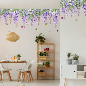3 個藤の花 Diy ウォールステッカーロマンチックな壁紙壁の壁画リビングルームのベッドルームの家の装飾