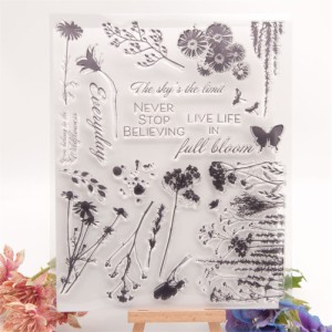 透明花柄スタンプ再利用可能な多目的日記ノートブックフォトアルバムスクラップブックの装飾