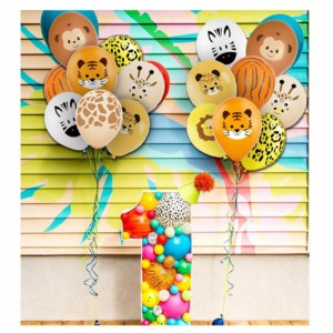 10個の風船の森の動物のテーマパーティー風船セット子供の誕生日の装飾風船の写真の小道具」