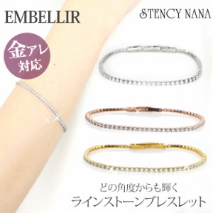 【送料無料】 金アレ対応  [EMBELLIR] ステンレスブレスレット ラインストーンブレスレット キュービックジルコニア サージカルステンレ