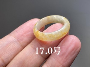 L5-65 特売 黄翡翠 17.0号 ミャンマー産天然 A貨 本翡翠 くりぬき リング