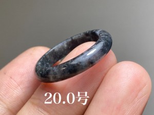 L6-45 美品 黒翡翠 20.0号 ミャンマー産天然 A貨 本翡翠 くりぬき リング