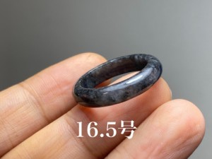 L6-57 美品 黒翡翠 16.5号 ミャンマー産天然 A貨 本翡翠 くりぬき リング