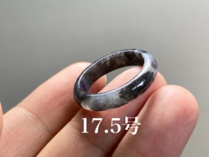 L6-04 美品 黒翡翠 17.5号 ミャンマー産天然 A貨 本翡翠 くりぬき リング