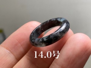 L5-113 美品 黒翡翠 14.0号 ミャンマー産天然 A貨 本翡翠 くりぬき リング