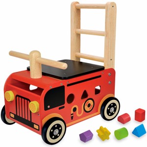 エデュテ Edute キッズ おもちゃ アイムトイ ウォーカー＆ライド消防車 IM-87480 女の子 男の子 木製玩具 知育玩具 乗り物 手押し車