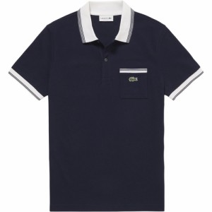 ラコステ LACOSTE メンズ ストライプリブポロシャツ (半袖) ネイビーブルー/ホワイト PH4801L 525 ★在庫限り★正規品 半袖 カジュアル