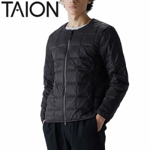 タイオン TAION メンズ レディース ベーシック クルーネックWジップ ダウンジャケット ブラック TAION-104WZ インナーダウン ジャケット