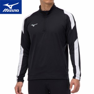 ミズノ MIZUNO メンズ レディース ストレッチニットシャツ ブラック P2MC2580 09 サッカー 長袖 トップス ハーフジップ