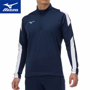 ミズノ MIZUNO メンズ レディース ストレッチニットシャツ ドレスネイビー P2MC2580 14 サッカー 長袖 トップス ハーフジップ