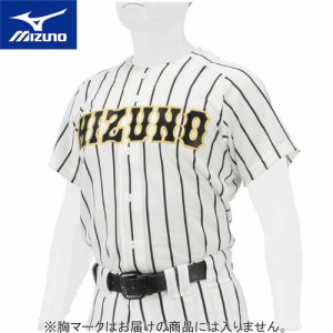 ミズノ MIZUNO メンズ レディース ユニフォームシャツ ストライプ ホワイト×ブラックストライプ 12JC2F57 09 半袖 ベースボールシャツ