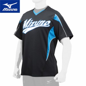 ミズノ MIZUNO メンズ レディース 野球ウェア 練習用シャツ イージーシャツ Vネック ブラック×ブルー 12JC7Q01 09 半袖 シャツ