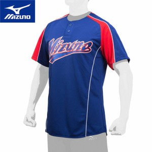 ミズノ MIZUNO キッズ 野球ウェア 練習用シャツ イージーシャツ パステルネイビー×レッド 12JC7Q51 16 半袖 ベースボールシャツ