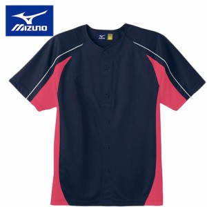 ミズノ MIZUNO キッズ 野球ウェア ユニフォームシャツ イージーシャツ ネイビー×ピンク 52MJ450 14 半袖 ベースボールシャツ