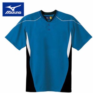 ミズノ MIZUNO キッズ 野球ウェア ユニフォームシャツ イージーシャツ ブルー×ネイビー×ホワイト 52MJ452 27 半袖 ベースボールシャツ