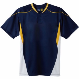 ミズノ MIZUNO メンズ レディース 野球ウェア 練習用シャツ イージーシャツ ネイビー×ホワイト×イエロー 52MW452 14 半袖 シャツ