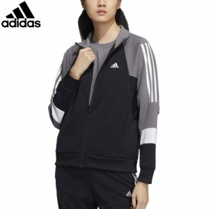 アディダス adidas レディース トレーニングウェア ジャケット ルーズフィット カラーブロック ダブルニット トラックトップ