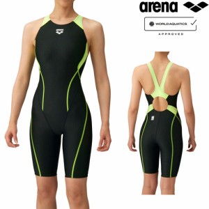 アリーナ arena レディース 競泳水着 FINA承認 アクアレーシング セイフリーバックスパッツ 着やストラップ ブラック×イエロー