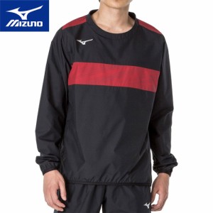 ミズノ MIZUNO メンズ レディース ピステシャツ ブラック×チャイニーズレッド P2MEA300 96 サッカーウェア 長袖シャツ プルオーバー