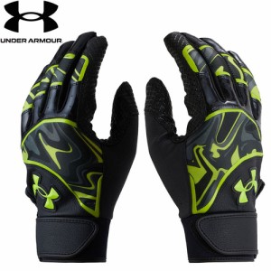 アンダーアーマー UNDER ARMOUR メンズ クリーンアップ バッティンググローブ 両手用 ブラック/ブラック/ベロシティ 1378249 002 手袋