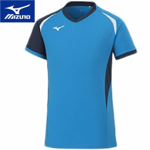 ミズノ MIZUNO メンズ レディース EZゲームシャツ 半袖 ディーバブルー×ドレスネイビー V2MA2112 24 バレーボールウェア ブイネック
