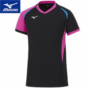 ミズノ MIZUNO メンズ レディース EZゲームシャツ 半袖 ブラック×マゼンタ V2MA2112 97 バレーボールウェア ブイネック Tシャツ