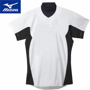 ミズノ MIZUNO メンズ レディース 野球ウェア ユニフォームシャツ 練習用 シャツ ホワイト×ブラック 12JC5F42 09 半袖 ユニホーム