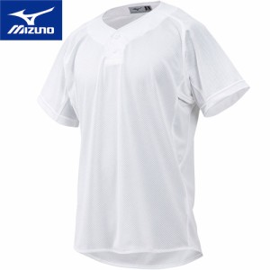 ミズノ MIZUNO メンズ レディース 野球ウェア ユニフォームシャツ 練習用シャツ セミハーフボタンタイプ ホワイト 12JC8F69 01 半袖