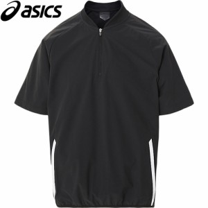 アシックス asics メンズ 野球 トレーニングウェア ストレッチVジャンHS ブラック 2121A321 001 半袖 シャツ トップス ハーフジップ