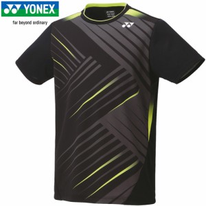 ヨネックス YONEX メンズ レディース ユニゲームシャツ フィットスタイル ブラック 10473 007 バドミントンウェア 半袖トップス 試合